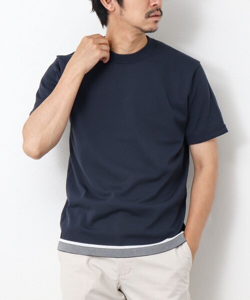 NOLLEY'S goodman（ノーリーズグッドマン）の「《吸汗性 / 通気性》マシンウォッシャブル ニットTシャツ（ニット/セーター・メンズ・イエロー/ダークネイビー/ブラック・M/L）」の14枚目の写真