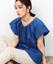 OPAQUE.CLIP | タックデザイン バルーンフレンチスリーブブラウス【洗濯機洗い可】(シャツ/ブラウス)