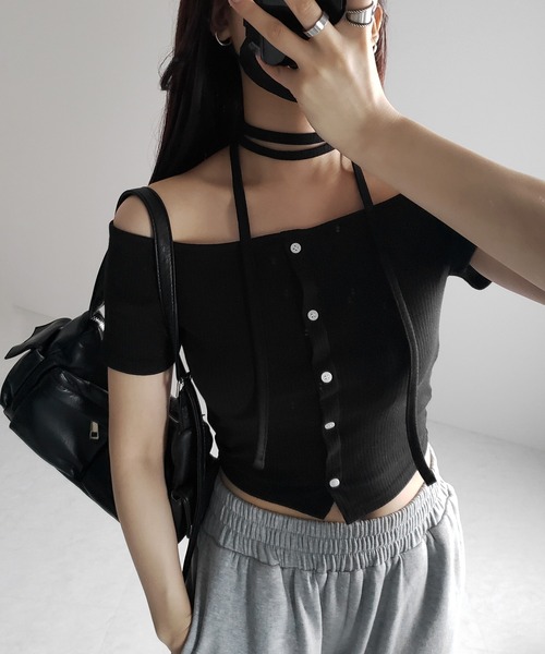 セール】※※【 2WAY 】ストラップリボンオフショルダーリブ