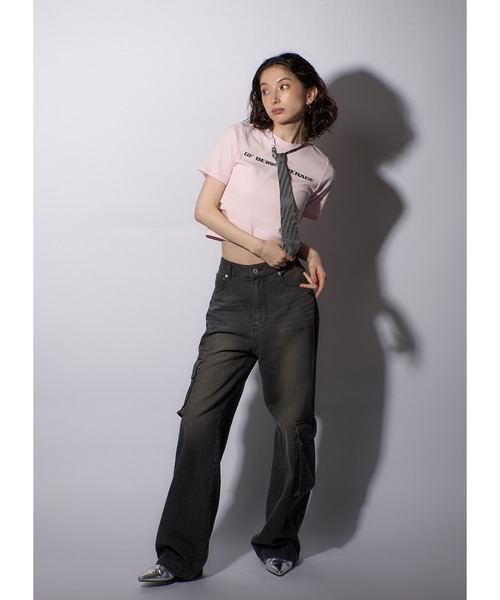 Adoon plain（アドーンプレーン）の「オーバーダイカーゴデニム（デニムパンツ・レディース・ブラック/カーキ・MEDIUM/LARGE）」の5枚目の写真