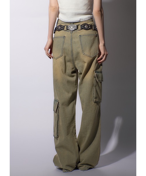 Adoon plain（アドーンプレーン）の「オーバーダイカーゴデニム（デニムパンツ・レディース・ブラック/カーキ・MEDIUM/LARGE）」の9枚目の写真