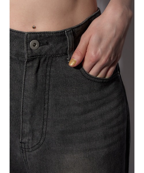 Adoon plain（アドーンプレーン）の「オーバーダイカーゴデニム（デニムパンツ・レディース・ブラック/カーキ・MEDIUM/LARGE）」の14枚目の写真