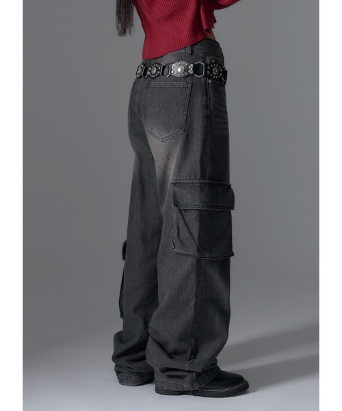 Adoon plain（アドーンプレーン）の「オーバーダイカーゴデニム（デニムパンツ・レディース・ブラック/カーキ・MEDIUM/LARGE）」の19枚目の写真