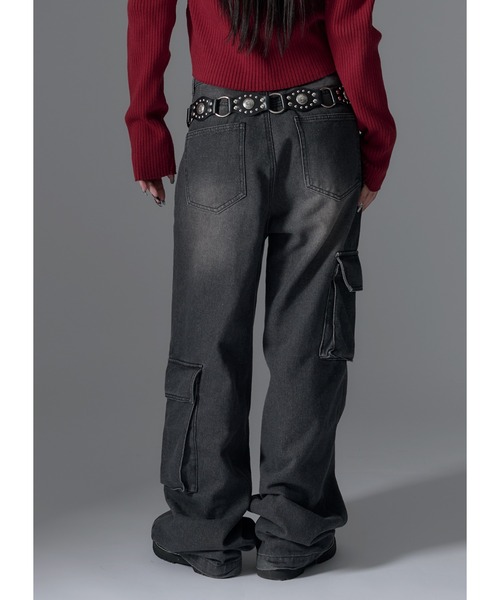 Adoon plain（アドーンプレーン）の「オーバーダイカーゴデニム（デニムパンツ・レディース・ブラック/カーキ・MEDIUM/LARGE）」の20枚目の写真