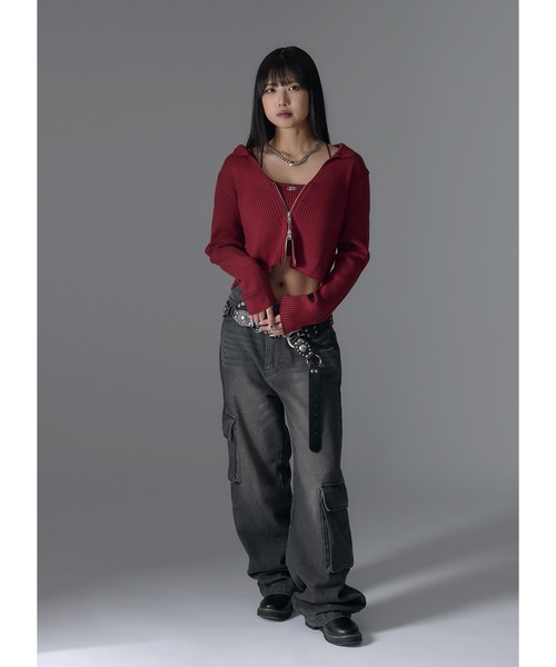 Adoon plain（アドーンプレーン）の「オーバーダイカーゴデニム（デニムパンツ・レディース・ブラック/カーキ・MEDIUM/LARGE）」の21枚目の写真