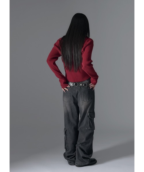 Adoon plain（アドーンプレーン）の「オーバーダイカーゴデニム（デニムパンツ・レディース・ブラック/カーキ・MEDIUM/LARGE）」の22枚目の写真