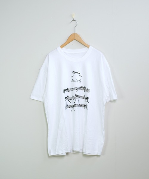 shopnikoniko(ショップニコニコ)の「Tシャツ リボン 半袖 オーバーサイズ プリント ビックTシャツ(Tシャツ/カットソー・レディース・ホワイト/ブラック・フリー)」の15枚目の写真