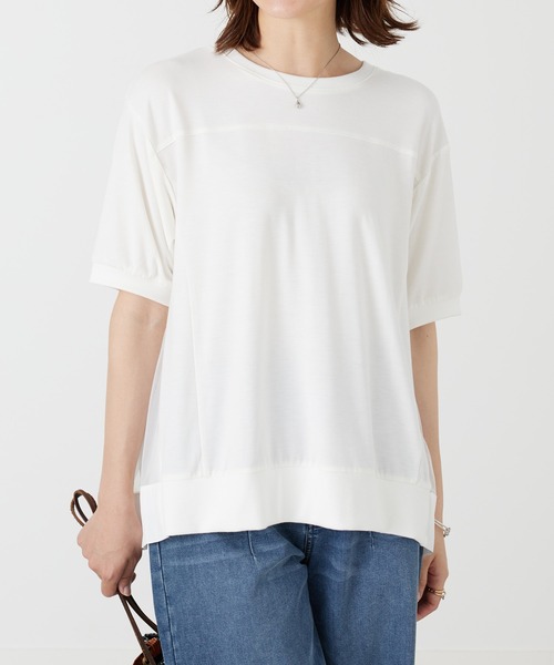BELLUNA PLUS(ベルーナ)の「後ろチュール切替プルオーバー(Tシャツ/カットソー・レディース・ブラック/オフホワイト・LARGE/MEDIUM/X-LARGE)」の3枚目の写真