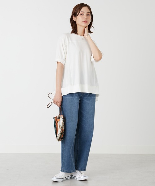 BELLUNA PLUS(ベルーナ)の「後ろチュール切替プルオーバー(Tシャツ/カットソー・レディース・ブラック/オフホワイト・LARGE/MEDIUM/X-LARGE)」の4枚目の写真