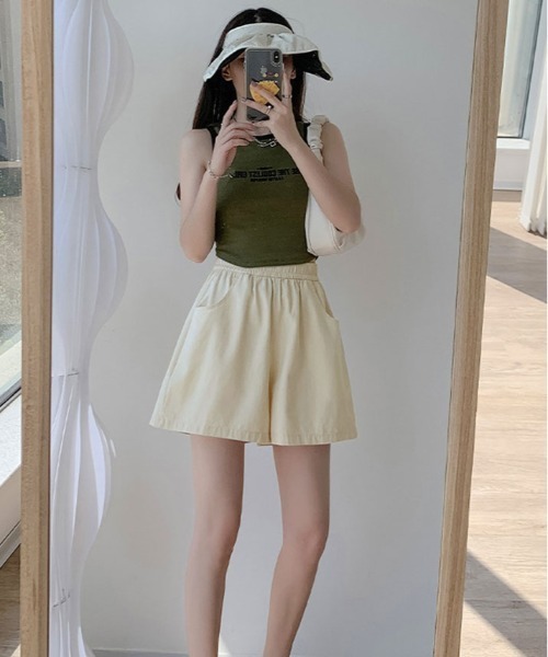 kirakiraShop(キラキラショップ)の「シンプル Aライン ショート パンツ(その他パンツ・レディース・ブルー/アイボリー/ブラック/ピンク/グリーン/パープル/ベージュ・M)」の15枚目の写真