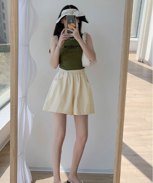 kirakiraShop(キラキラショップ)の「シンプル Aライン ショート パンツ(その他パンツ・レディース・ブルー/アイボリー/ブラック/ピンク/グリーン/パープル/ベージュ・M)」の16枚目の写真