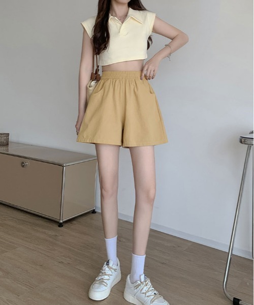 kirakiraShop(キラキラショップ)の「シンプル Aライン ショート パンツ(その他パンツ・レディース・ブルー/アイボリー/ブラック/ピンク/グリーン/パープル/ベージュ・M)」の12枚目の写真