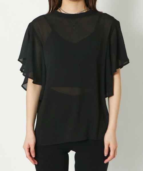 GORGE(ゴージ)の「《前後2WAY×ラッフル袖》レディース シフォンブラウス 体型カバー 春夏秋(シャツ/ブラウス・レディース・グレー/オフホワイト/ブラック・F)」の6枚目の写真