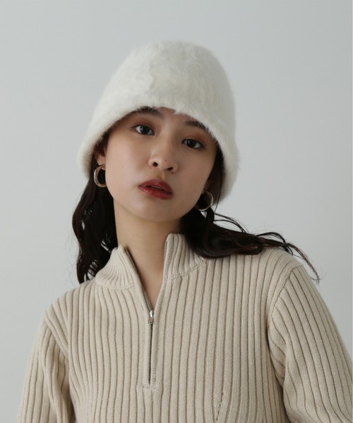 N.（N. Natural Beauty Basic）（エヌエヌナチュラルビューティーベーシック）の「◆シャギーベルハット（ハット・レディース・アイボリー/ブラック/ブルー・ﾌﾘ-）」の2枚目の写真