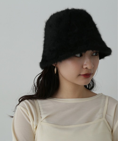 N.（N. Natural Beauty Basic）（エヌエヌナチュラルビューティーベーシック）の「◆シャギーベルハット（ハット・レディース・アイボリー/ブラック/ブルー・ﾌﾘ-）」の3枚目の写真