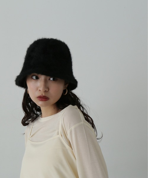 N.（N. Natural Beauty Basic）（エヌエヌナチュラルビューティーベーシック）の「◆シャギーベルハット（ハット・レディース・アイボリー/ブラック/ブルー・ﾌﾘ-）」の6枚目の写真