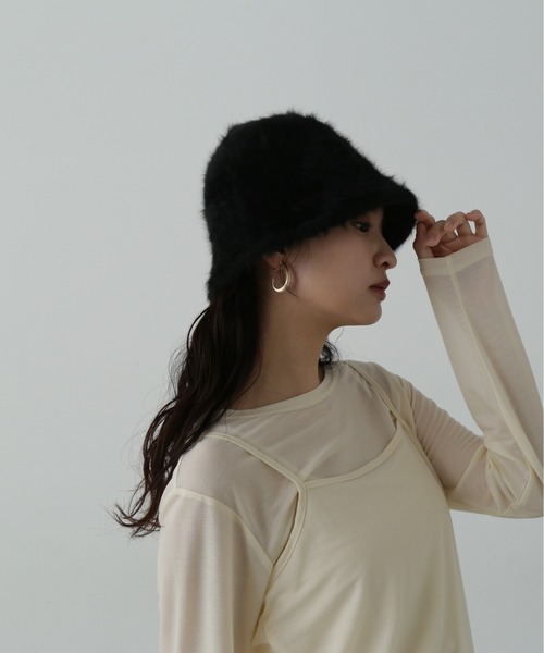 N.（N. Natural Beauty Basic）（エヌエヌナチュラルビューティーベーシック）の「◆シャギーベルハット（ハット・レディース・アイボリー/ブラック/ブルー・ﾌﾘ-）」の7枚目の写真
