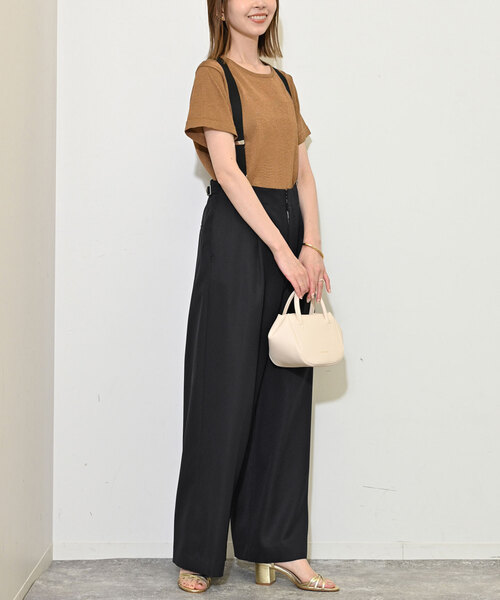 スローブイエナ　サスペンダー付きワイドパンツ　2023 黒36 定価¥14300 SLOBE IENA（スローブイエナ）の「サスペンダー付きスラックス