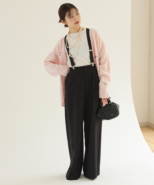 スローブイエナ　サスペンダー付き ワイドパンツ SLOBE IENA（スローブイエナ）の「サスペンダー付きスラックス