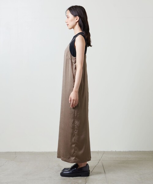 ユナイテッドアローズ ポリエステルサテン キャミワンピース ブラウン系 ブラック MARW UNITED ARROWS（マルゥ ユナイテッドアローズ）の「＜MARW