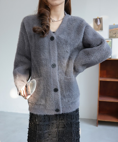 セール】秋冬厚手Vネックニットカーディガン（カーディガン