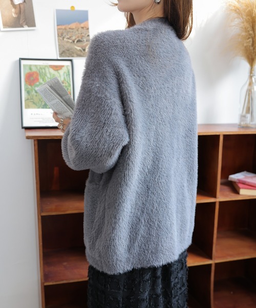 セール】秋冬厚手Vネックニットカーディガン（カーディガン/ボレロ