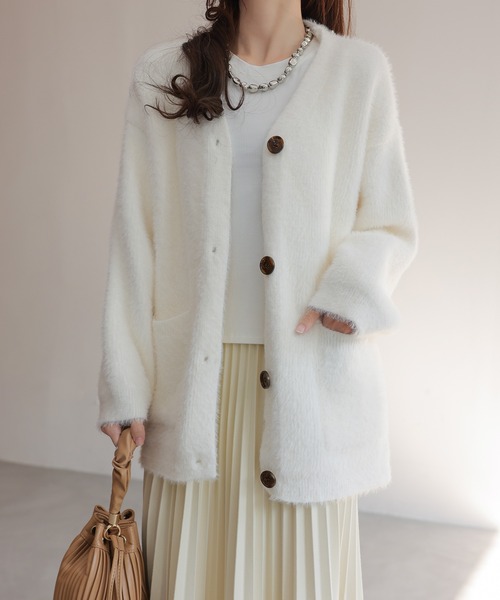 セール】秋冬厚手Vネックニットカーディガン（カーディガン/ボレロ