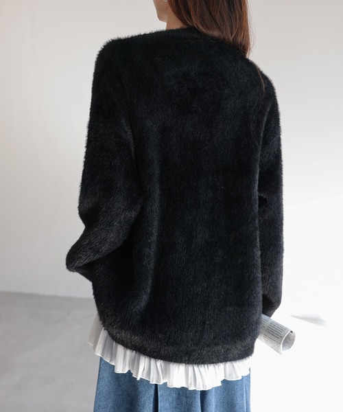 セール】秋冬厚手Vネックニットカーディガン（カーディガン/ボレロ