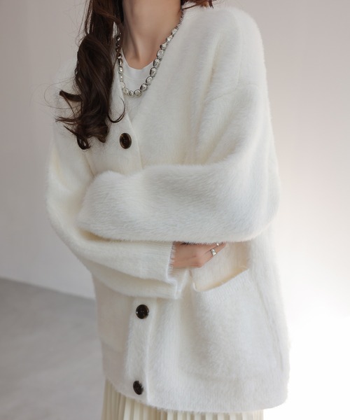 セール】秋冬厚手Vネックニットカーディガン（カーディガン/ボレロ