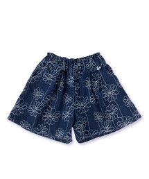 BeBe Petits Pois Vert（ベベプチポワヴェール）の「【店舗限定】【お揃い】花刺しゅうデニムキュロット(95~150cm)（デニムパンツ・キッズ）」