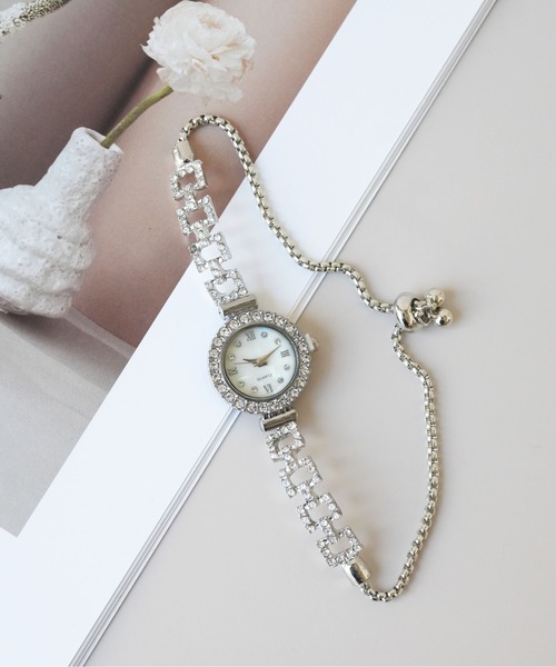 Port（ポート）の「【 antique andico / アンティーク アンディコ 】ビジュー バングルウォッチ 腕時計（アナログ腕時計・レディース・ピンクゴールド/シルバー/ピンク/ピンク系その他/ゴールド/ピンク系その他2/シルバー系その他・FREE）」の5枚目の写真