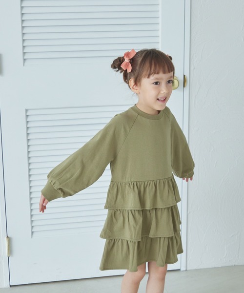 pairmanon（ペアマノン）の「ティアード フリルスカート ワンピース（ワンピース・キッズ・パープル/ブラック/オリーブ・150/110/120/100/90/140/130）」の6枚目の写真