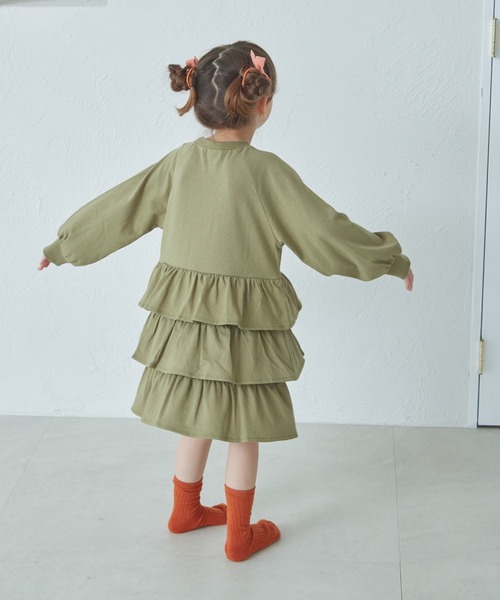 pairmanon（ペアマノン）の「ティアード フリルスカート ワンピース（ワンピース・キッズ・パープル/ブラック/オリーブ・150/110/120/100/90/140/130）」の7枚目の写真