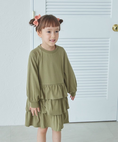 pairmanon（ペアマノン）の「ティアード フリルスカート ワンピース（ワンピース・キッズ・パープル/ブラック/オリーブ・150/110/120/100/90/140/130）」の8枚目の写真