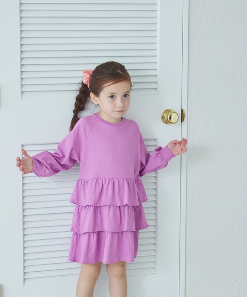 pairmanon（ペアマノン）の「ティアード フリルスカート ワンピース（ワンピース・キッズ・パープル/ブラック/オリーブ・150/110/120/100/90/140/130）」の11枚目の写真