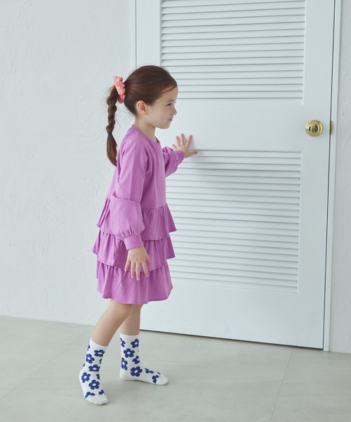 pairmanon（ペアマノン）の「ティアード フリルスカート ワンピース（ワンピース・キッズ・パープル/ブラック/オリーブ・150/110/120/100/90/140/130）」の12枚目の写真