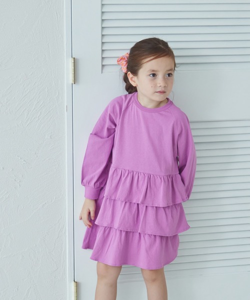 pairmanon（ペアマノン）の「ティアード フリルスカート ワンピース（ワンピース・キッズ・パープル/ブラック/オリーブ・150/110/120/100/90/140/130）」の13枚目の写真