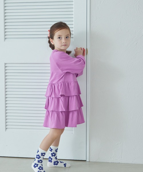 pairmanon（ペアマノン）の「ティアード フリルスカート ワンピース（ワンピース・キッズ・パープル/ブラック/オリーブ・150/110/120/100/90/140/130）」の14枚目の写真