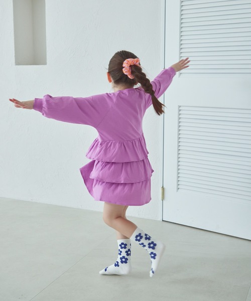 pairmanon（ペアマノン）の「ティアード フリルスカート ワンピース（ワンピース・キッズ・パープル/ブラック/オリーブ・150/110/120/100/90/140/130）」の15枚目の写真
