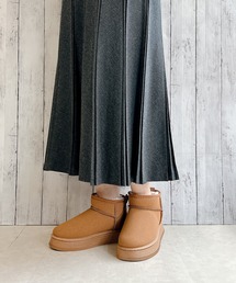 Mouton Trim Suede Boots ムートントリム スエード ブーツ 切り替え厚底ムートンブーツ | EYARN