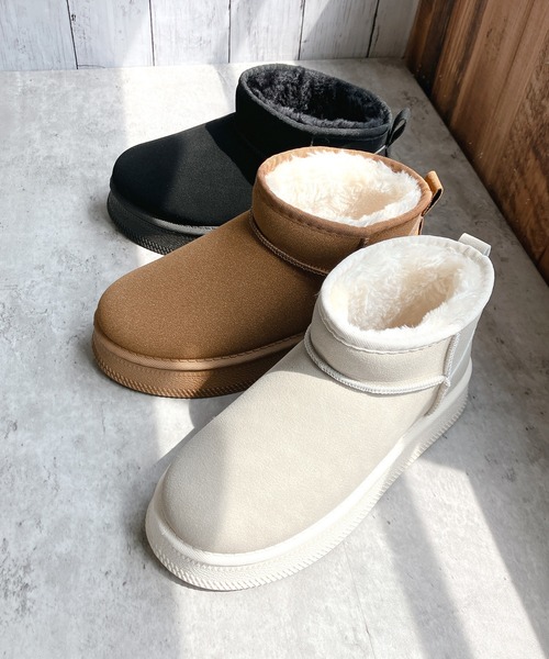 Noubel Voug Relax（ヌーベルヴォーグリラックス）の「厚底 プラットフォーム ミニ丈ムートン風 ショートブーツ（ブーツ・レディース・ブラウン系/ブラック/ベージュ・LL/3L/S/M/L）」の5枚目の写真