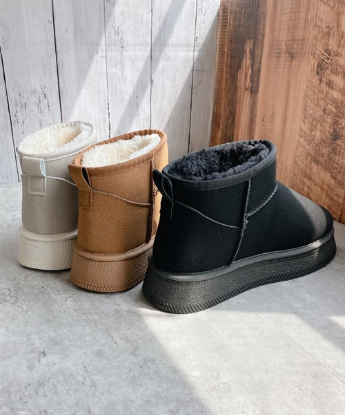 Noubel Voug Relax（ヌーベルヴォーグリラックス）の「厚底 プラットフォーム ミニ丈ムートン風 ショートブーツ（ブーツ・レディース・ブラウン系/ブラック/ベージュ・LL/3L/S/M/L）」の6枚目の写真