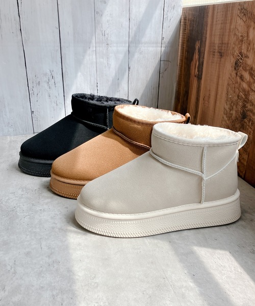 Noubel Voug Relax（ヌーベルヴォーグリラックス）の「厚底 プラットフォーム ミニ丈ムートン風 ショートブーツ（ブーツ・レディース・ブラウン系/ブラック/ベージュ・LL/3L/S/M/L）」の7枚目の写真