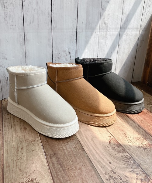 Noubel Voug Relax（ヌーベルヴォーグリラックス）の「厚底 プラットフォーム ミニ丈ムートン風 ショートブーツ（ブーツ・レディース・ブラウン系/ブラック/ベージュ・LL/3L/S/M/L）」の10枚目の写真