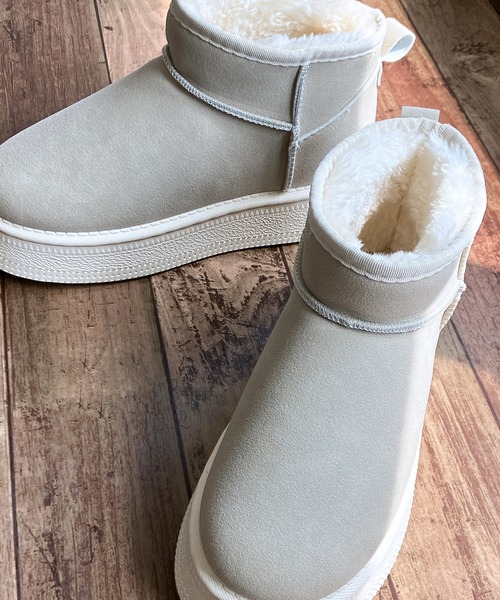 Noubel Voug Relax（ヌーベルヴォーグリラックス）の「厚底 プラットフォーム ミニ丈ムートン風 ショートブーツ（ブーツ・レディース・ブラウン系/ブラック/ベージュ・LL/3L/S/M/L）」の11枚目の写真