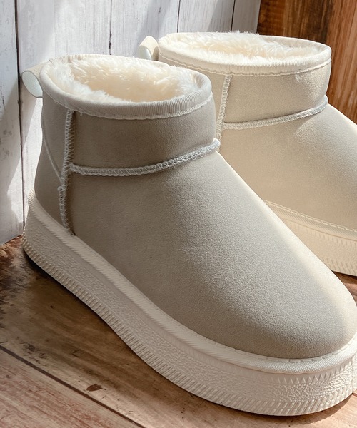 Noubel Voug Relax（ヌーベルヴォーグリラックス）の「厚底 プラットフォーム ミニ丈ムートン風 ショートブーツ（ブーツ・レディース・ブラウン系/ブラック/ベージュ・LL/3L/S/M/L）」の13枚目の写真