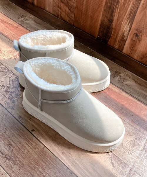 Noubel Voug Relax（ヌーベルヴォーグリラックス）の「厚底 プラットフォーム ミニ丈ムートン風 ショートブーツ（ブーツ・レディース・ブラウン系/ブラック/ベージュ・LL/3L/S/M/L）」の19枚目の写真