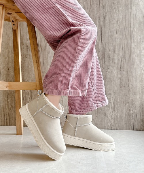 Noubel Voug Relax（ヌーベルヴォーグリラックス）の「厚底 プラットフォーム ミニ丈ムートン風 ショートブーツ（ブーツ・レディース・ブラウン系/ブラック/ベージュ・LL/3L/S/M/L）」の22枚目の写真