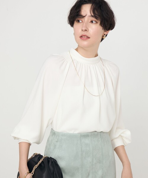 NOLLEY'S　(2024aw)　ストレッチジョーゼットシャーリングブラウス NOLLEY'S（ノーリーズ）の「ストレッチジョーゼットシャーリング