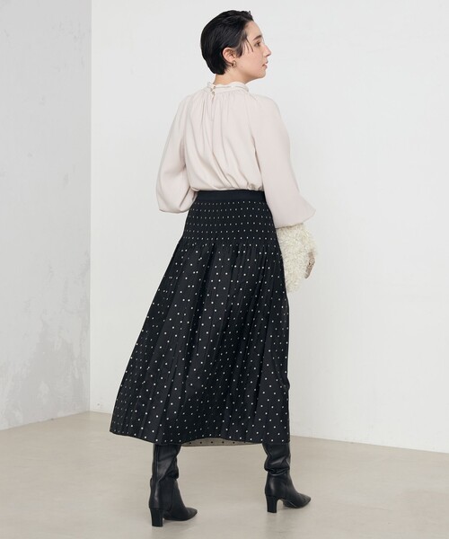 NOLLEY'S　(2024aw)　ストレッチジョーゼットシャーリングブラウス NOLLEY'S (2024aw) ストレッチジョーゼットシャーリングブラウス